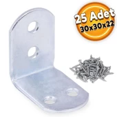 Mobilya Eşya Dolap Deprem Sabitleyici Köşebent Bağlantı Aparatı L Demiri Gönye 30x30x22 Mm (25 ADET) - 1