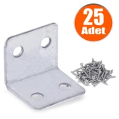 Mobilya Eşya Dolap Deprem Sabitleyici Köşebent Bağlantı Aparatı L Demiri Gönye 25x25x30 Mm (25 ADET) - 2