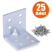Mobilya Eşya Dolap Deprem Sabitleyici Köşebent Bağlantı Aparatı L Demiri Gönye 40x40x40 Mm (25 ADET) - 1