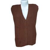 Örgü Model Sıfır Kol Kadın Yün Triko Hırka - 5