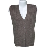 Örgü Model Sıfır Kol Kadın Yün Triko Hırka - 9