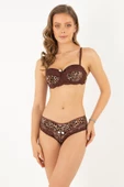 Miorre Push-Up Dolgulu Straplez Leopar Desenli Sütyen Takım - 5
