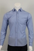 Uzun Kol Slim Fit Kare Desenli Gömlek - 5