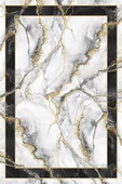 Frenda Home Çerçeveli Mermer Desen Kaymaz Deri Taban Dekoratif Halı  GRİ 80X150 - 1