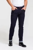 Erkek Slim Fit Boru Paça Rahat Likralı Zincirli Kot Pantolon - 8