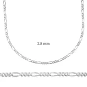 2.8 mm Gümüş Figaro Zincir - 0.80 mikron thumbnail 3