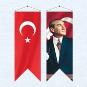 Atatürk Posteri ve Türk Bayrağı Kırlangıç 70x200 cm -1 - 1