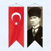 Atatürk Posteri ve Türk Bayrağı Kırlangıç 70x200 cm -5 - 1