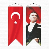 Atatürk Posteri ve Türk Bayrağı Kırlangıç 50x150 cm -2 - 1