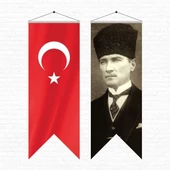 Atatürk Posteri ve Türk Bayrağı Kırlangıç 50x150 cm-5 - 1