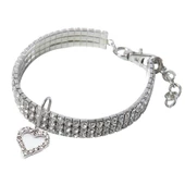 Kedi Köpek Kristal Taşlı Kalpli Kolye Small 20+5 cm - 2