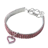 Kedi Köpek Kristal Taşlı Kalpli Kolye Small 20+5 cm - 3