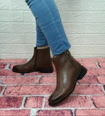 Voyager 8479 Taba Renk Kaymaz Taban Hakiki Deri Bayan Bot thumbnail 6