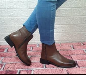 Voyager 8479 Taba Renk Kaymaz Taban Hakiki Deri Bayan Bot thumbnail 2