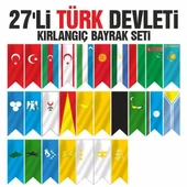 27'li Türk Devletleri Kırlangıç Bayrak Seti 50x150 - 1
