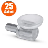 Vantuzlu Raf Pimi Şeffaf Cam Tutucu Mobilya Dolap Pimi (25 ADET) thumbnail 1
