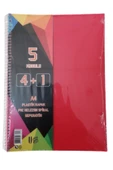 4+1 defter Plastik Kapak Spralli A4 4 kare 1 çizgili 125 Yaprak - 4