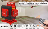 KOBB KBL35GTP Profesyonel Li-ion Şarjlı 4X360⁰ Otomatik Hizalamalı Yeşil Çapraz Çizgi Lazer Distomat+Tripod - 8