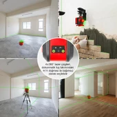 KOBB KBL35GTP Profesyonel Li-ion Şarjlı 4X360⁰ Otomatik Hizalamalı Yeşil Çapraz Çizgi Lazer Distomat+Tripod - 12