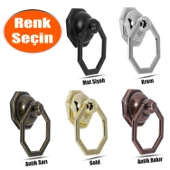 Nobel Sarkaç Dolap Çekmece Kulpu Kulbu Sekizgen Metal Halka Kulp thumbnail 1