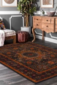 Frenda Home Fas Kapısı Desenli Yıkanabilir Pamuk Taban Halı  TURUNCU 80X150 - 2
