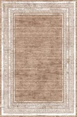 Çerçeve Desenli Pamuk Taban Dijital Baskılı Halı  VİZON 100X300 - 1