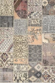 Patchwork Desenli Pamuk Taban Dijital Baskılı Yıkanabilir Halı  BEJ 120X180 - 2