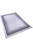 Çerçeve Desenli Pamuk Taban Dijital Baskılı Halı  GRİ 140X200 - 2