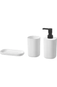 IKEA Storavan Banyo Aksesuar Seti Sıvı Sabunluk Katı Sabunluk Diş Fırçalık 3lü Set - 1