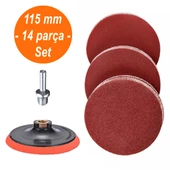14 PARÇA Cırt Zımpara Seti + Matkap Aparatı 115 mm - 1