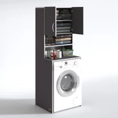 Kenzlife çamaşır makinesi dolabı hayzum gri 180*066*55 banyo kiler çift kapaklı arkalıklı thumbnail 2