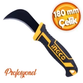Aşı Bıçağı Profesyonel Çelik Eğri Uçlu Bağ Aşı Çakısı 180 mm İzole Saplı Bıçak - 1