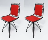 Knsz kafes tel sandalyesi 2 li mazlum syhkrm sırt minderli ofis cafe bahçe mutfak thumbnail 1