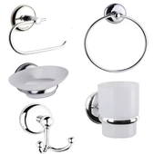 SAS Yuvarlak Havluluklu 5li Banyo Aksesuar Seti Kapaklı KROM thumbnail 7