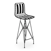 Knsz kafes tel bar sandalyesi 1 li zengin syhtuan sırt minderli 75 cm oturma yüksekliği ofis cafe bahçe mutfak thumbnail 1