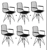 Knsz kafes tel sandalyesi 6 lı mazlum syhsyh kolçaklı ofis cafe bahçe mutfak thumbnail 1