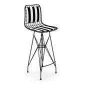 Knsz kafes tel bar sandalyesi 1 li zengin syhtuan sırt minderli 75 cm oturma yüksekliği ofis cafe bahçe mutfak thumbnail 3