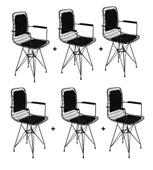 Knsz kafes tel sandalyesi 6 lı mazlum syhsyh kolçaklı sırt minderli ofis cafe bahçe mutfak thumbnail 1