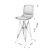 Knsz kafes tel bar sandalyesi 1 li zengin syhtuan sırt minderli 75 cm oturma yüksekliği ofis cafe bahçe mutfak thumbnail 5