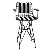 Knsz ufak boy tel bar sandalyesi 1 li uslu syhtuan kolçaklı sırt minderli 55 cm oturma yüksekliği mutfak bahçe cafe ofis thumbnail 2