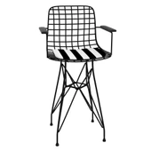 Knsz ufak boy tel bar sandalyesi 1 li uslu syhtuan kolçaklı 55 cm oturma yüksekliği mutfak bahçe cafe ofis thumbnail 2