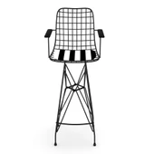 Knsz kafes tel bar sandalyesi 1 li zengin syhtuan kolçaklı 75 cm oturma yüksekliği ofis cafe bahçe mutfak thumbnail 2