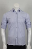 Uzun Kol Slim Fit Çizgili Gömlek - 6