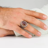 Zultanit Taşlı Çizgili 925 Ayar Gümüş Erkek Yüzük thumbnail 2