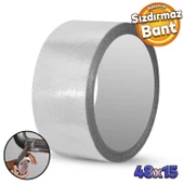 Alüminyum Folyo Bant 48 mm x 15 Mt Sızdırmaz Takviyeli Yanmaz Soba Borusu Bandı - 1