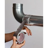 Alüminyum Folyo Bant 48 mm x 15 Mt Sızdırmaz Takviyeli Yanmaz Soba Borusu Bandı - 3
