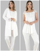 Duchesse 32001 Hamile Lohusa 3 Lü Pijama Sabahlık Tk - 1