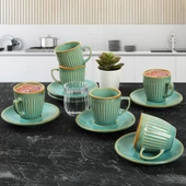 Keramika Teal Line Kahve Fincan Takımı 12 Parça 6 Kişilik - 2