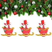 Yılbaşı Kızak Motifli Noel Baba Dekoratif Mandal 6'lı - 1