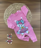 Eren Baby Kedi Kabartma Figürlü Baskılı Kız Tulumlar - 1